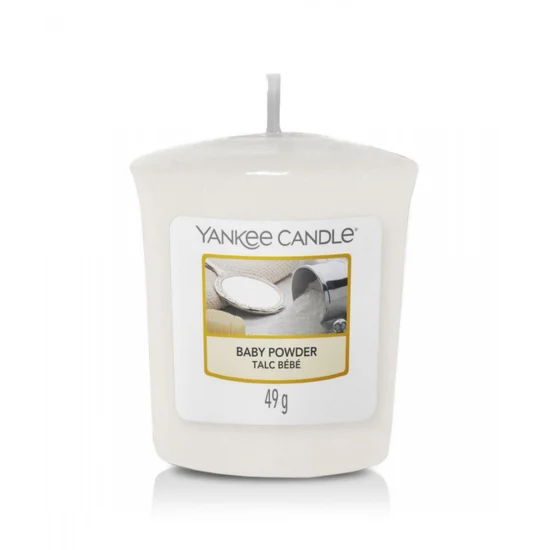 YANKEE CANDLE - Mała świeca zapachowa votive - Baby Powder - ∅ 4 x 5 cm - kremowy