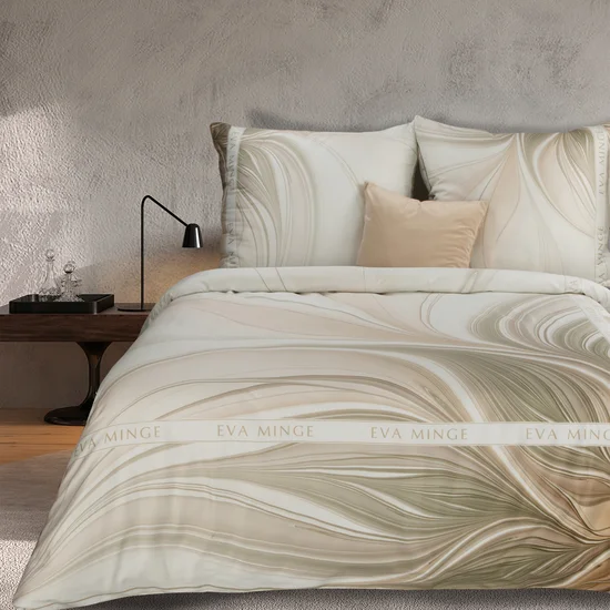 EVA MINGE Komplet pościeli SOPHIA z najwyższej jakości makosatyny bawełnianej z designerskim nadrukiem i logo - 220 x 200 cm - biały