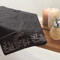 LIMITED COLLECTION ręcznik VICTORIA 70x140 cm z welwetową bordiurą z motywem gałązek SIŁA ZŁOTA - 70 x 140 cm - czarny 4