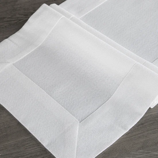 DIVA LINE Bieżnik jednokolorowy z tkaniny z połyskiem obszyty szeroką kantą - 40 x 200 cm - biały