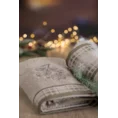 Ręcznik HOLLY 01 świąteczny z żakardową bordiurą  w kratę i haftem ze śnieżynkami - 70 x 140 cm - jasnobeżowy 4