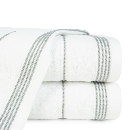 Ręcznik z bordiurą w formie sznurka - 70 x 140 cm - biały