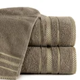Ręcznik bawełniany KORAL z bordiurą podkreśloną  żakardowymi paseczkami - 30 x 50 cm - brązowy 1