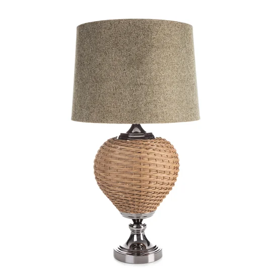 Lampa PATI w stylu boho z plecioną podstawą i matowym abażurem - 38 x 43 x 78 cm - beżowy