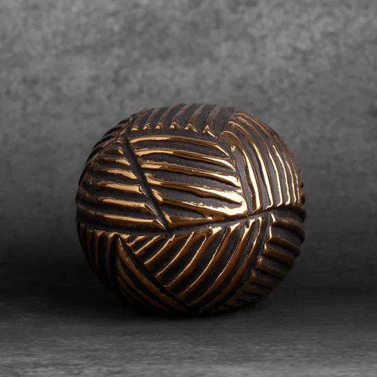 Kula ceramiczna EMMI z wytłaczanym geometrycznym wzorem - ∅ 9 x 9 cm - czarny