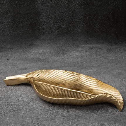 Liść - patera ceramiczna złota Liść - patera ceramiczna złota - 39 x 18 x 5 cm