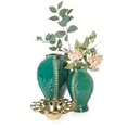 Ceramiczny wazon dekoracyjny z wytłaczanym wzorem turkusowo-złoty - 21 x 21 x 38 cm - turkusowy 4