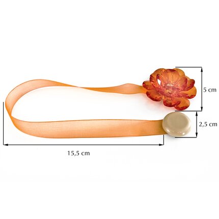 Upinacz dekoracyjny do firan i zasłon z magnesem 15.5 cm pomarańczowy