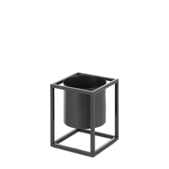 Metalowa osłonka na donicę na stojaku - 15 x 15 x 20 cm - czarny