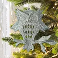 Ozdoba choinkowa SOWA dekorowana brokatem - 10 x 12 cm - srebrny 1