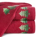 Ręcznik świąteczny SANTA 17 bawełniany  z haftem z choinkami - 70 x 140 cm - czerwony 1