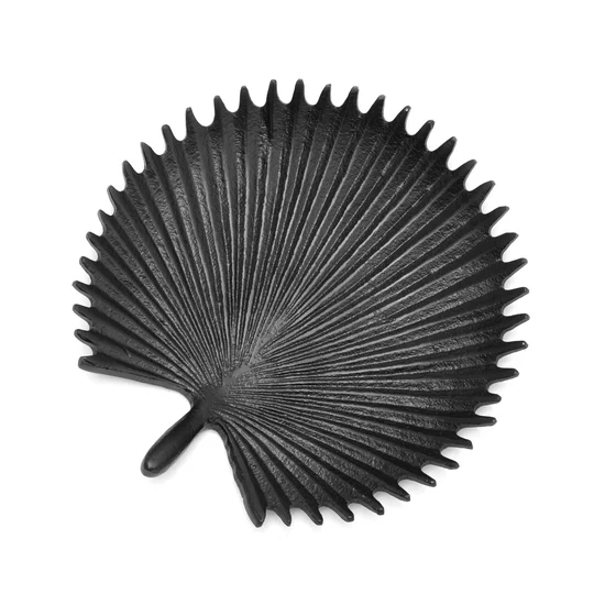 Metalowa patera dekoracyjna KAREN 7 matowa czarna liść egzotyczny - 21 x 20 x 4 cm - czarny