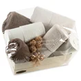 Zestaw prezentowy - 6 szt ręczników z żakardową bordiurą, prezent na każdą okazję - 50 x 40 x 30 cm - brązowy 1