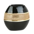 Wazon dekoracyjny zdobiony złotymi kryształkami - 21 x 11 x 21 cm - czarny 1