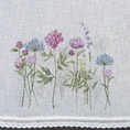 Zazdrostka z etaminy z nadrukiem letnich kwiatów i bawełnianą koronką - 150 x 60 cm - biały 6