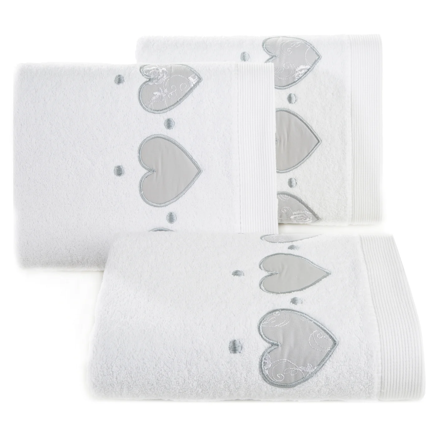 DESIGN 91 Ręcznik AGA z aplikacją z serduszkami i haftem