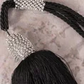 Dekoracyjny sznur do upięć z chwostem dekorowany kryształkami glamour - 70 cm - czarny 3
