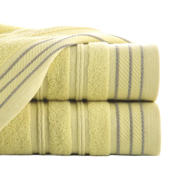 Ręcznik z bordiurą przetykaną błyszczącą nicią - 50 x 90 cm - żółty