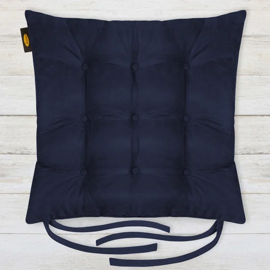 ADORE dwustronna welurowa poduszka siedziskowa na krzesło z dziewięcioma pikowaniami, gramatura 195 g/m2 - 40 x 40 x 6 cm - granatowy