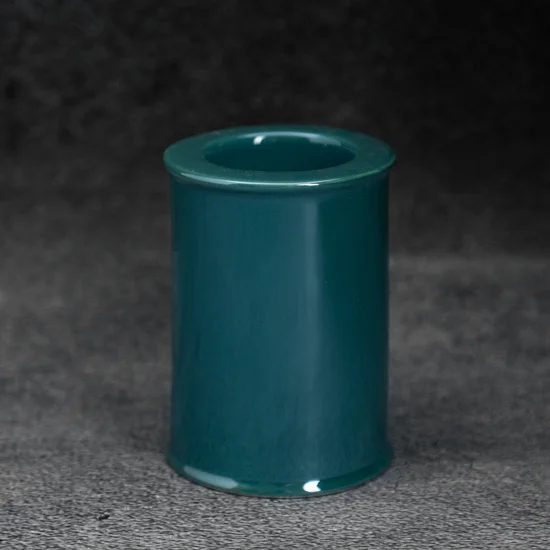 Świecznik ceramiczny w formie walca SIMONA z perłowym połyskiem - ∅ 7 x 10 cm - turkusowy
