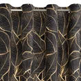 Zasłona GRACJA z miękkiego welwetu z nadrukiem beżowych liści - 140 x 250 cm - czarny 5
