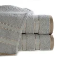 Ręcznik KRISTI z żakardową bordiurą w pasy - 70 x 140 cm - srebrny 1
