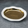 Patera ceramiczna o falującym kształcie biało-złota - 31 x 22 x 4 cm - biały 1