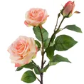 RÓŻA WIELOKWIATOWA kwiat sztuczny dekoracyjny z płatkami z jedwabistej tkaniny - dł. 80 cm śr. kwiat 11 cm - jasnoróżowy 1