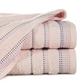 Ręcznik POLA z żakardową bordiurą zdobioną stebnowaniem - 50 x 90 cm - różowy 1
