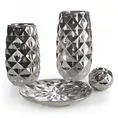 Wazon ceramiczny SHAD z geometrycznymi wytłoczeniami - ∅ 16 x 29 cm - srebrny 2