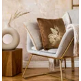 Poszewka z welwetu ze złotym nadrukiem ażurowej gałązki oraz ozdobną wypustką - 45 x 45 cm - ciemnoturkusowy 3