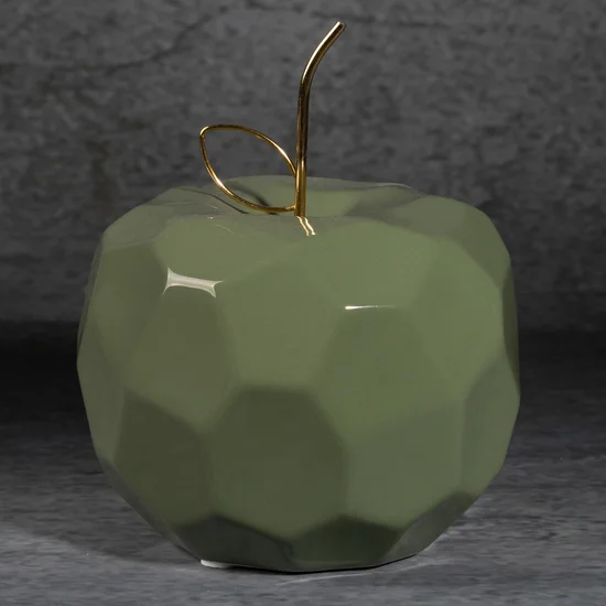 Figurka ceramiczna APEL - jabłko o geometrycznych kształtach - 16 x 16 x 13 cm - zielony