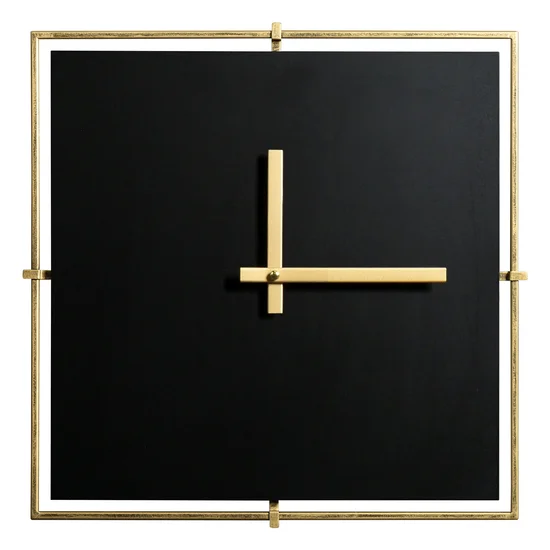 Dekoracyjny zegar ścienny z metalu w stylu nowoczesnym, kwadratowy - 60 x 5 x 60 cm - czarny
