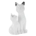 Koty figurka dekoracyjna ceramiczna biało-srebrna - 15 x 11 x 22 cm - biały 2