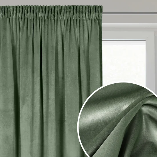 DESIGN 91 Zasłona ROSA z jednokolorowego miękkiego welwetu - 140 x 270 cm - ciemnomiętowy