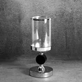 Świecznik TOLEDO w stylu glamour z metalu, kryształu i  szkła - ∅ 12 x 30 cm - srebrny 1