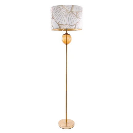 LIMITED COLLECTION Lampa stojąca LUNA 3 z podstawą łączącą szkło i metal oraz welwetowy abażur LIMITED COLLECTION Lampa stojąca LUNA 3 z podstawą łączącą szkło i metal oraz welwetowy abażur - ∅ 46 x 165 cm