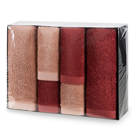 ZESTAW PREZENTOWY - komplet 6 szt ręczników z kolekcji Eva Minge 35 x 27 x 13 cm pudrowy róż,ceglasty