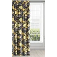 Zasłona BLER z miękkiego welwetu z nadrukiem egzotycznych szaro-żółtych liści - 140 x 270 cm - żółty 2
