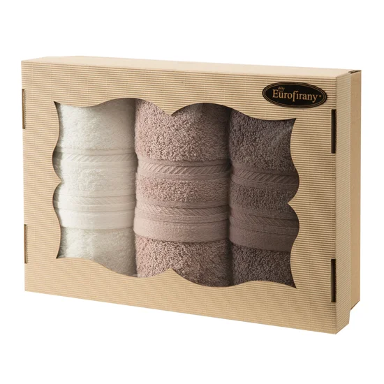 Zestaw prezentowy - komplet 3 szt ręczników w kartonowym opakowaniu na prezent - 34 x 24 x 8 cm - pudrowy róż