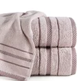 Ręcznik bawełniany KORAL z bordiurą podkreśloną  żakardowymi paseczkami - 70 x 140 cm - pudrowy róż 1