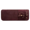 EVA MINGE Ręcznik GAJA z bawełny frotte z welwetową bordiurą i haftem z logo kolekcji - 70 x 140 cm - bordowy 3