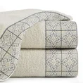 Ręcznik z żakardową bordiurą i geometrycznym wzorem - 70 x 140 cm - beżowy 1