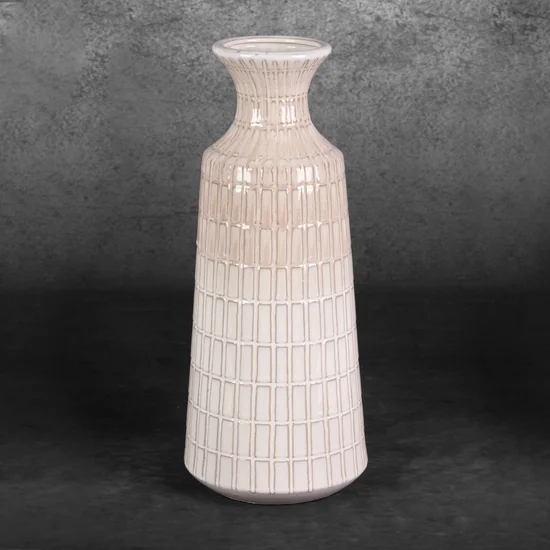 Wazon EDNA z glinki ceramicznej - ∅ 16 x 40 cm - kremowy