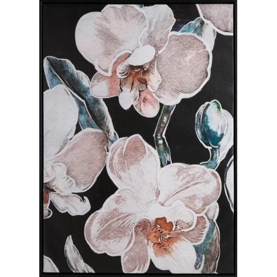 Obraz orchid flower nadruk delikatnych storczyków na płótnie obraz oprawiony w ramę - 50 x 70 cm - czarny