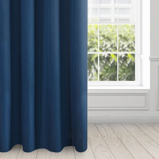 DESIGN 91 Zasłona ADORE z jednobarwnej gładkiej tkaniny - 140 x 250 cm - ciemnoniebieski