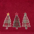Ręcznik świąteczny SANTA 15 bawełniany z aplikacją z choinkami i drobnymi kryształkami - 50 x 90 cm - czerwony 2