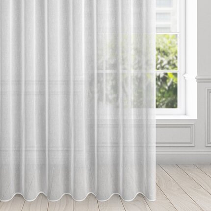 Firana biała o strukturze drobnego deszczyku 300x250 cm przelotka SONIA 300 x 250 cm biały przelotki/koła | Eurofirany