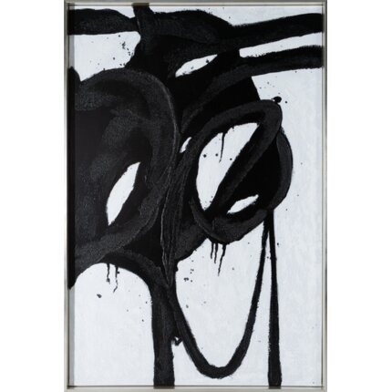 Obraz ręcznie malowany na płótnie 80 x 5 x 120 cm czarny,biały | Eurofirany