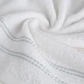 Ręcznik ALLY z bordiurą w pasy przetykany kontrastującą nicią miękki i puszysty, zero twist - 70 x 140 cm - biały 5